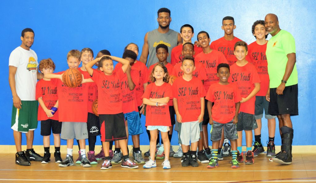 Midnites players George Gray (left) and Antonio Hester (middle) put on an amazing skills clinic for our Campers