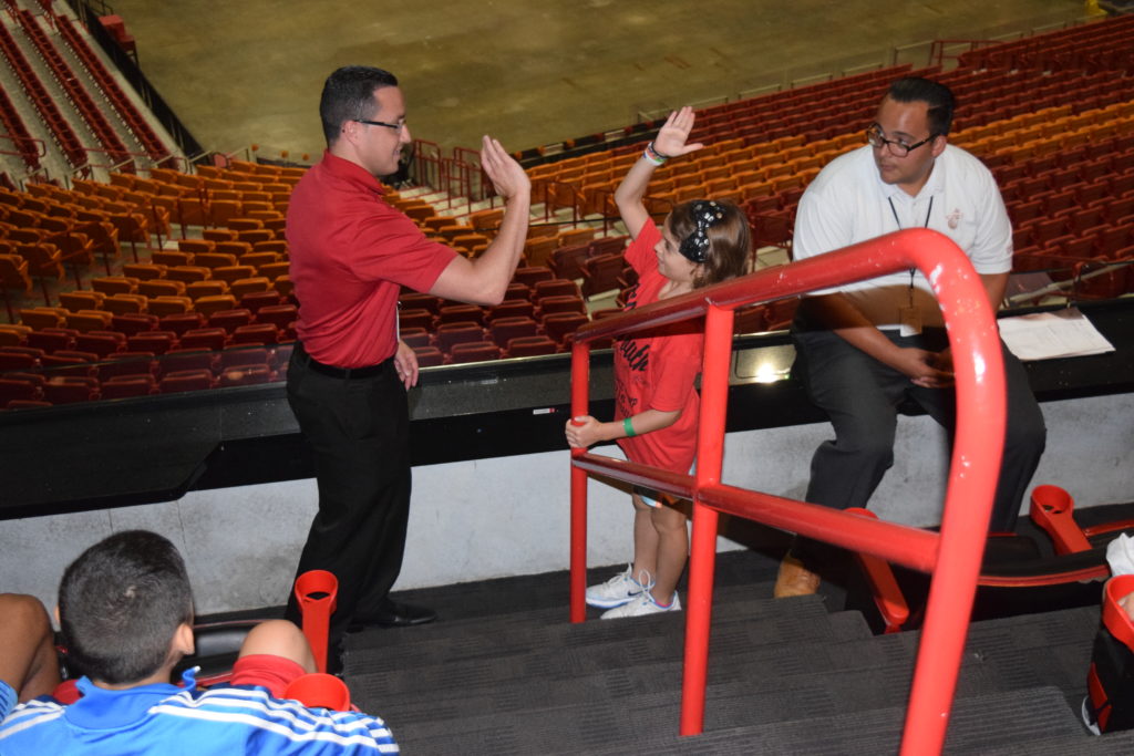 One of our Campers learning the official Bernie secret hand shake