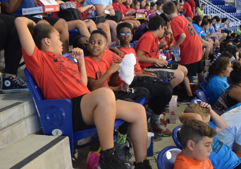 Our Basketball Campers enjoying cotton candy while watching the Miami Marlins take on the Atlanta Braves