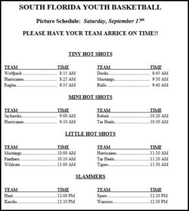 TSS Picture Day Schedule